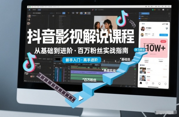 抖音百万粉丝影视解说课程，基础到进阶课，适合新手和进阶学习-淘朋友