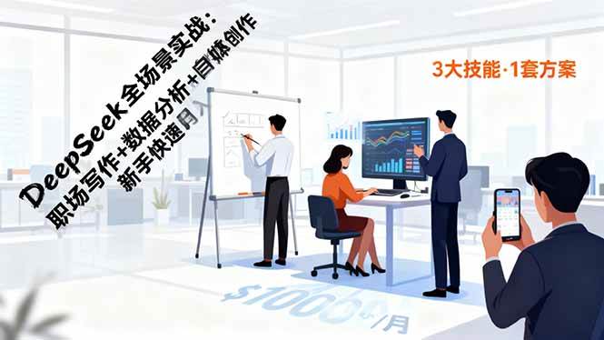 （16418期）DeepSeek全场景实战：职场写作+数据分析+自媒体创作，新手快速月入过万-淘朋友
