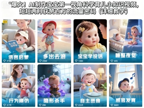 爆火！AI制作宝宝第一视角科学育儿小知识视频，短短两月获赞百万的流量密码（详细教学）-淘朋友