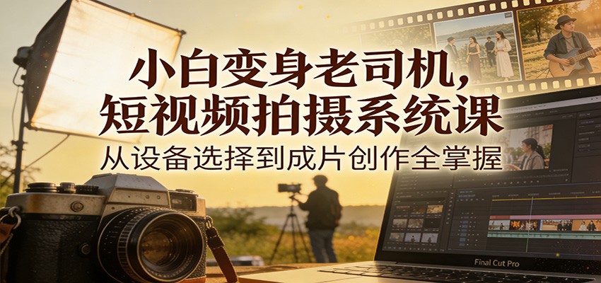 小白变身老司机，短视频拍摄系统课，从设备选择到成片创作全掌握-淘朋友