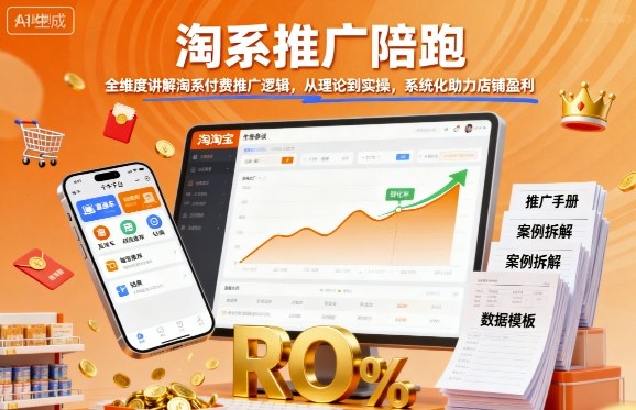 淘系推广陪跑，全维度讲解淘系付费推广逻辑，从理论到实操，系统化助力店铺盈利-淘朋友