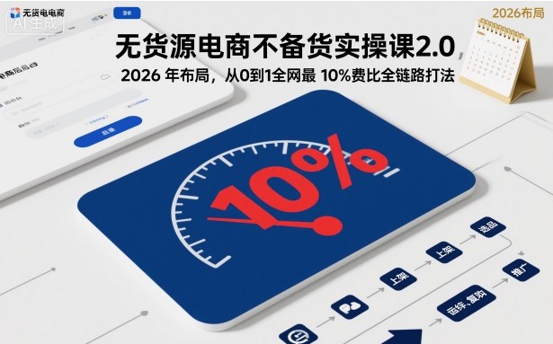 无货源电商不备货实操课2.0，2026年布局，从0到1全网最低10%费比全链路打法【更新中】-淘朋友