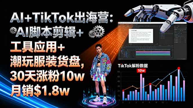 （16108期）AI+TikTok出海营:AI脚本剪辑+工具应用+潮玩服装货盘,30天涨粉10w月销$1.8w-淘朋友