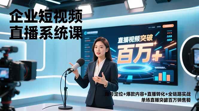 （16878期）企业短视频直播系统课，账号定位+爆款内容+直播转化+全链路实战，单场直播突破百万销售额-淘朋友