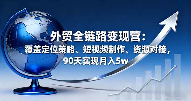 （16173期）外贸全链路变现营：覆盖定位策略、短视频制作、资源对接，90天实现月入5w-淘朋友