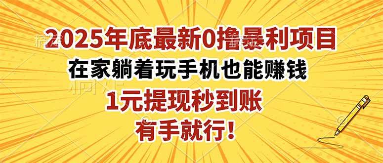 （16419期）2025年底最新0撸暴利项目，在家也能躺赚，1元秒提现，有手就行！-淘朋友