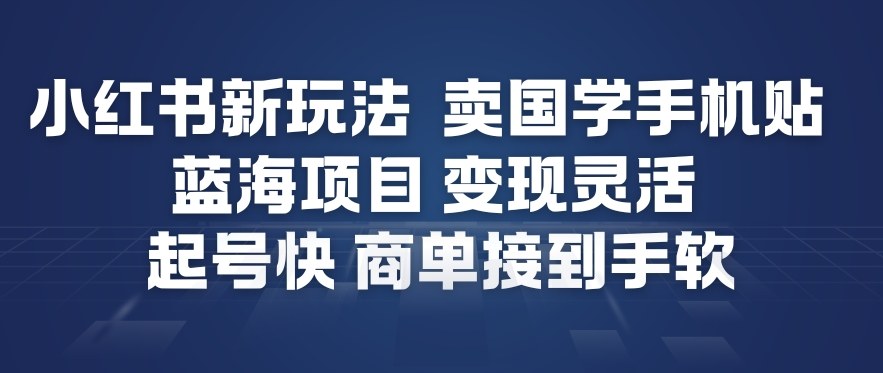 小红书新玩法，卖国学手机贴，蓝海项目，变现灵活，起号快，商单接到手软-淘朋友