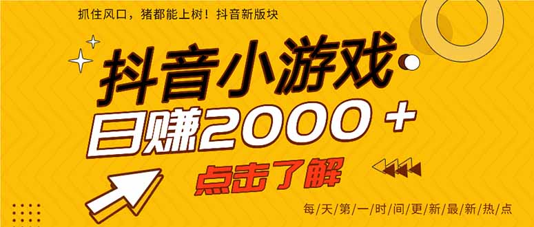2025年爆火的抖音小游戏项目，一部手机日入2000+-淘朋友