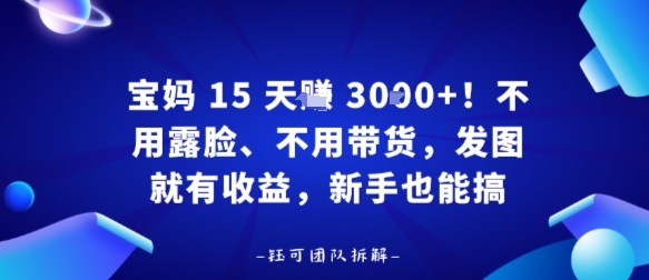宝妈15天賺3k+！不用露脸、不用带货，发图就有收益，新手也能搞-淘朋友