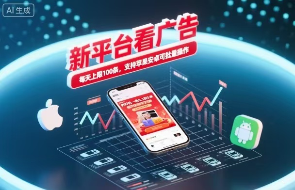 新台看广告,养好机一条5毛到5块,单机日入30到100,支持苹果安卓,可批量操作。-淘朋友