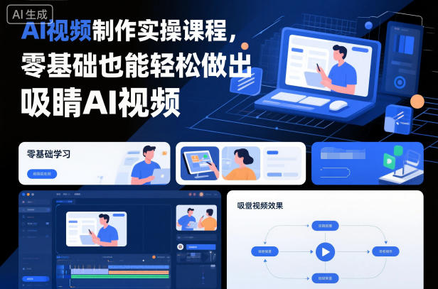 AI视频制作实操课程,零基础也能轻松做出吸睛AI视频-淘朋友