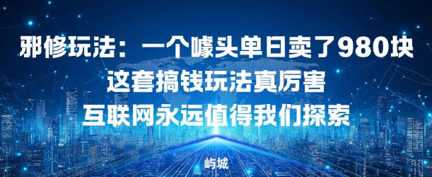 邪修玩法:一个噱头单日卖了980米这套搞钱玩法真厉害互联网永远值得我们探索-淘朋友