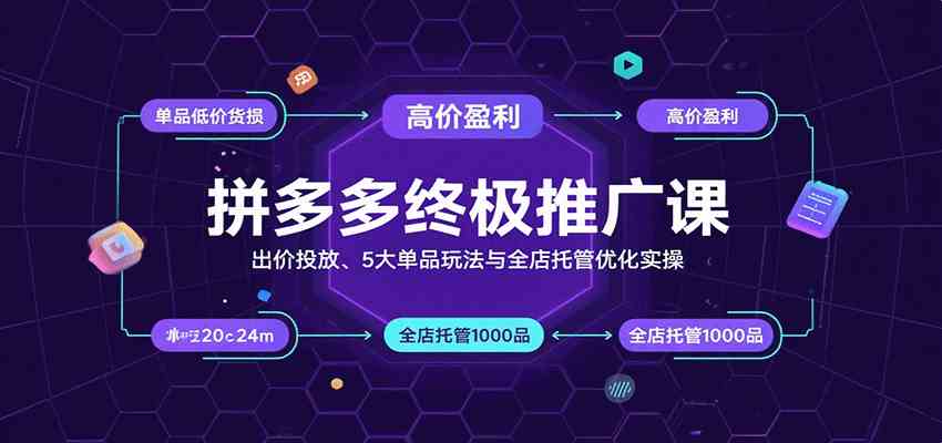 拼多多终极推广课:出价投放、5大单品玩法与全店托管优化实操-淘朋友
