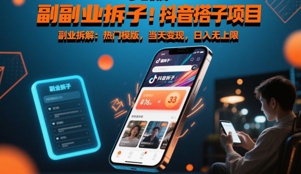 副业拆解：抖音搭子项目，热门模版，当天变现，日入无上限-淘朋友
