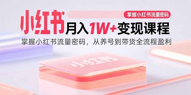 （15885期）小红书月入1W+变现课程：掌握小红书流量密码，从养号到带货全流程盈利-淘朋友