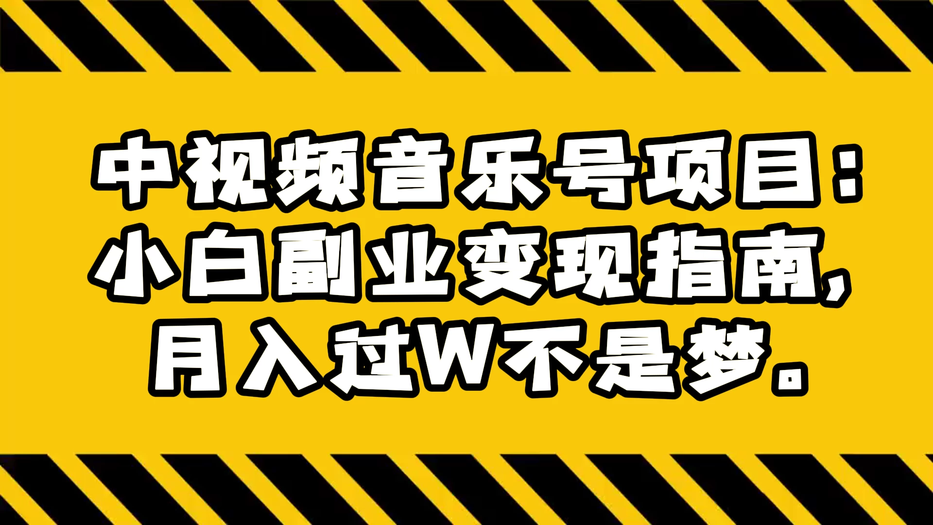 中视频音乐号项目：小白副业变现指南，月入过 W 不是梦-淘朋友