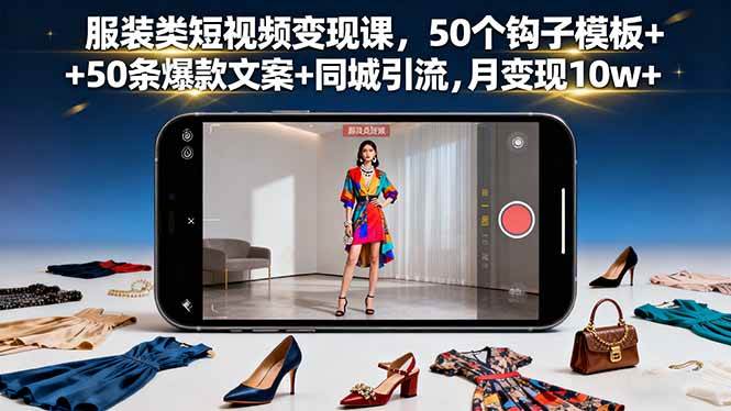 （16189期）服装类短视频变现课，50个钩子模板+50条爆款文案+同城引流，月变现10w+-淘朋友