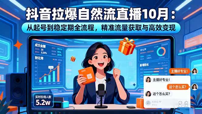 (16339期)抖音拉爆自然流直播10月:从起号到稳定期全流程,精准流量获取与高效变现-淘朋友