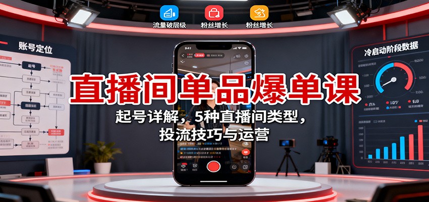 直播间单品爆单课：起号详解，5种直播间类型，投流技巧与运营-淘朋友