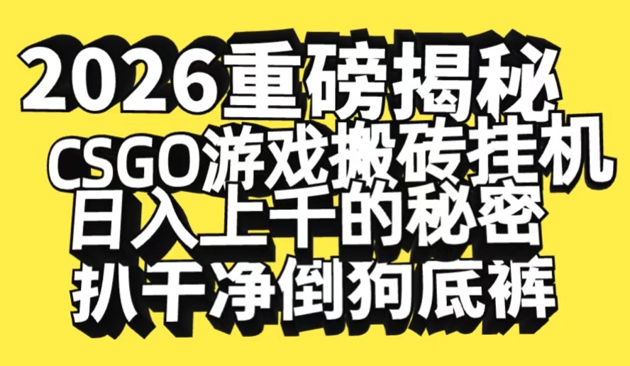 2026开年重磅解密，CSGO游戏搬砖挂机日入上千的秘密，把倒狗的底裤扒干-淘朋友