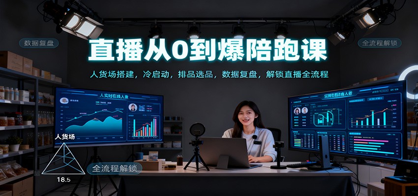 直播从0到爆陪跑课:人货场搭建,冷启动,排品选品,数据复盘,解锁直播全流程-淘朋友