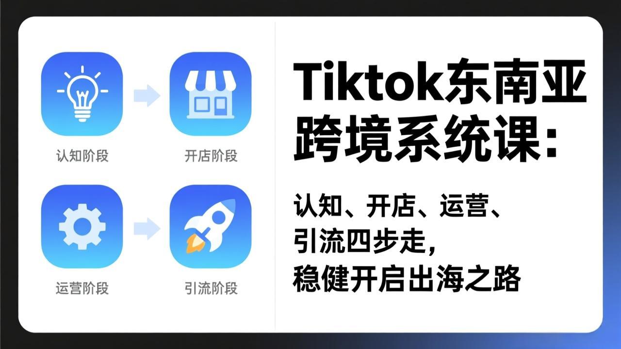 TikTok东南亚跨境系统课：认知、开店、运营、引流四步走，稳健开启出海之路-淘朋友