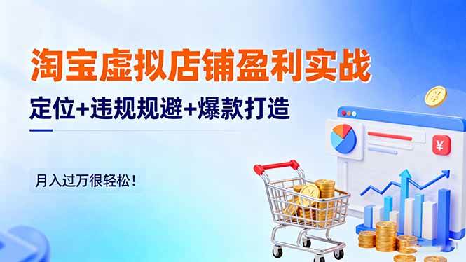 （16387期）淘宝虚拟店铺盈利实战：定位+违规规避+爆款打造，月入过万很轻松！-淘朋友