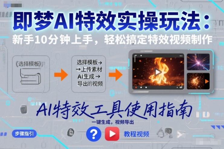 即梦AI特效实操玩法：新手10分钟上手，轻松搞定特效视频制作-淘朋友