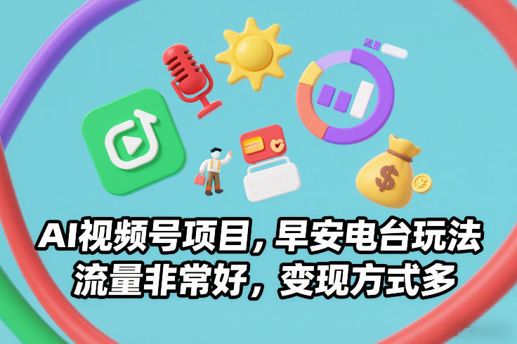 AI视频号项目，早安电台玩法，流量非常好，变现方式多-淘朋友