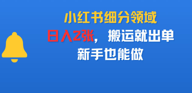 小红书细分领域,日入2张,搬运就出单,新手也能做-淘朋友
