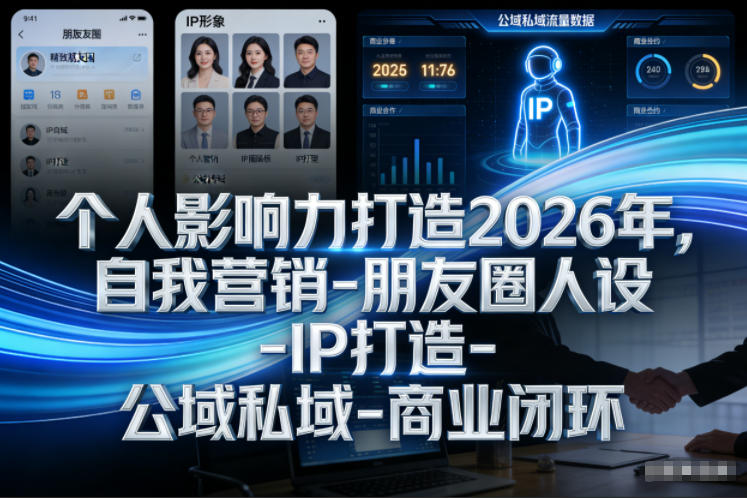 个人影响力打造2026年，自我营销-朋友圈人设-IP打造-公域私域-商业闭环-淘朋友