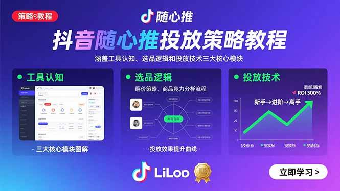 （15828期）抖音随心推投放策略教程：涵盖工具认知、选品逻辑和投放技术三大核心模块-淘朋友