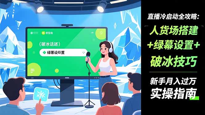 直播冷启动全攻略:人货场搭建+绿幕设置+破冰技巧，新手月入过万实操指南-淘朋友