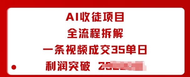 AI收徒项目全流程拆解一条视频成交35单日利润突破1k+-淘朋友