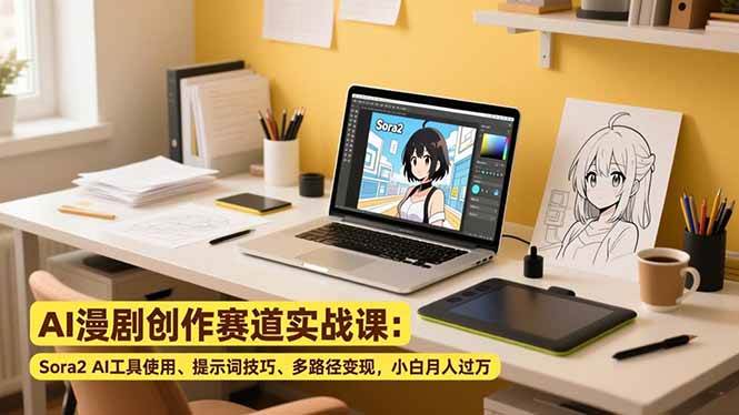 （16936期）AI漫剧创作赛道实战课：Sora2 AI工具使用、提示词技巧、多路径变现，小白月入过万-淘朋友