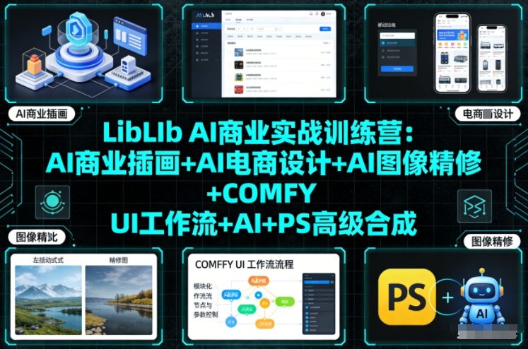 LibLIb AI商业实战训练营:AI商业插画+AI电商设计+AI图像精修+COMFY UI工作流+AI+PS高级合成-淘朋友
