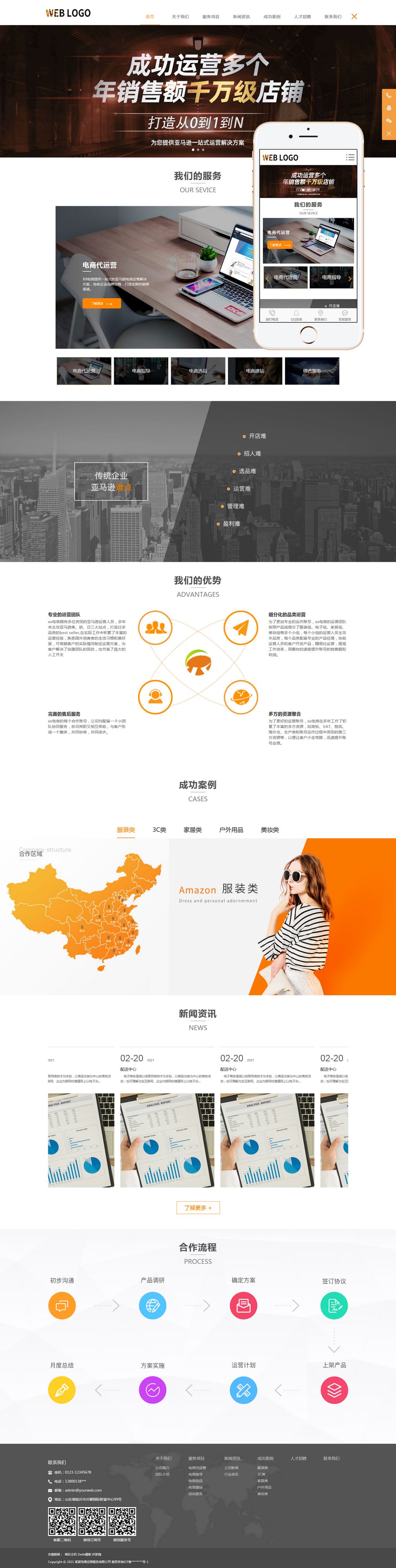 响应式亚马孙店铺代运营企业织梦网站模板-淘朋友