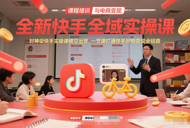 全新快手全域实操课，封神级快手实操课横空出世，一节课打通快手好物变现全链路-淘朋友