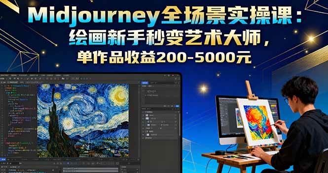 （16125期）Midjourney全场景实操课：绘画新手秒变艺术大师，单作品收益200-5000元-淘朋友