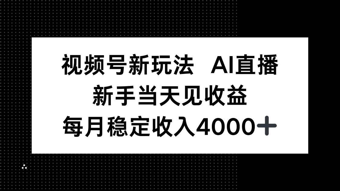 （16080期）视频号新玩法AI直播，新手小白当天见收益，月入4000+-淘朋友