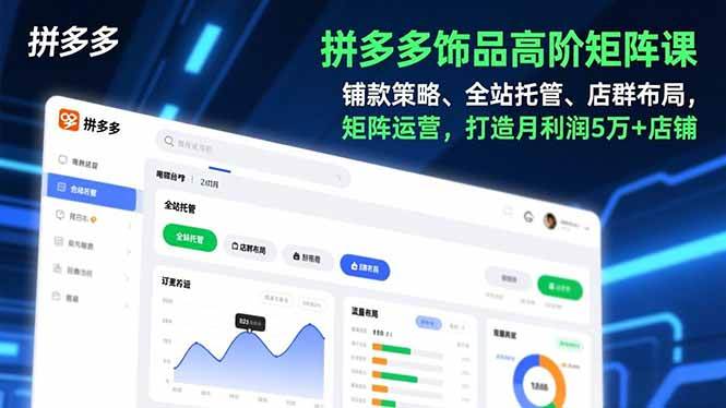 （16915期）拼多多饰品高阶矩阵课，铺款策略、全站托管、店群布局，矩阵运营，打造月利润5万+店铺-淘朋友