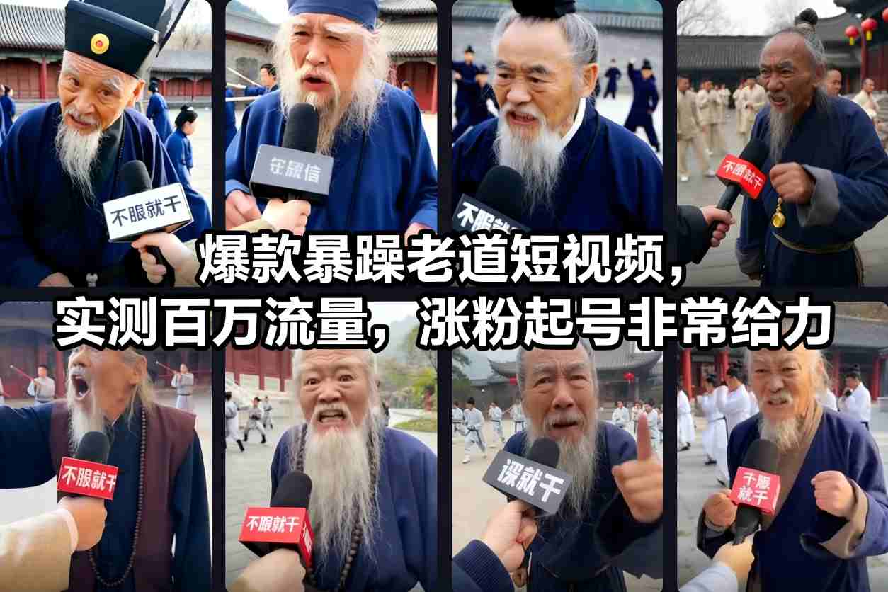爆款暴躁老道短视频,实测百万流量,涨粉起号非常给力 用AI复刻暴躁老道语录视频,21条作品涨粉8.8W,保姆级Sora2制作教学-淘朋友